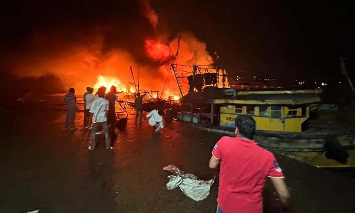 40 boats gutted in massive fire at Vizag fishing port