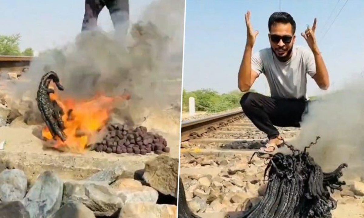 A video is going viral on social media in which a YouTuber can be seen burning Black Snake crackers on the railway track near Dantra Railway Station in Jaipur, Rajasthan. In a viral video, smoke can be seen billowing into the air after a YouTuber sets fire to Black Snake crackers. A user on the social network said that such an experiment could have serious consequences, as it could cause a fire in the train. FIU took note of the video and started investigation.