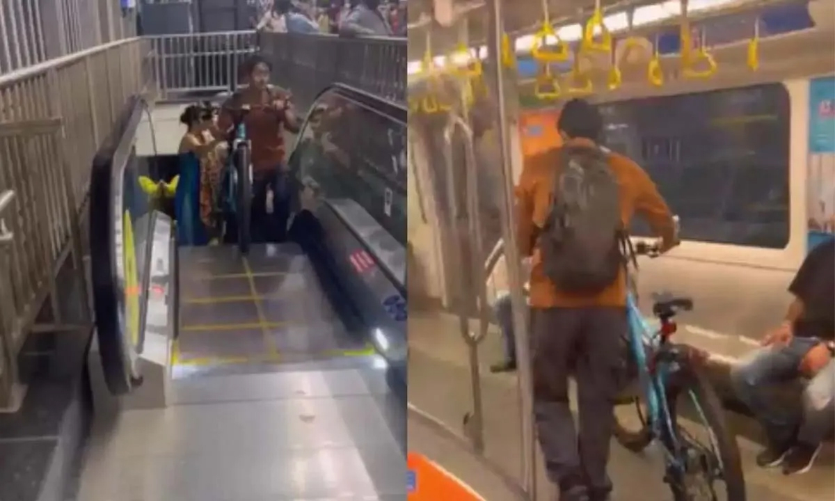 Man travels metro on his bicycle, internet reacts