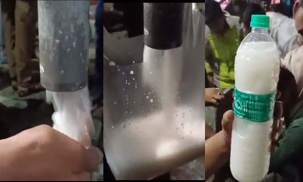 Milk came out from hand pump, people ran with buckets, see VIDEO…