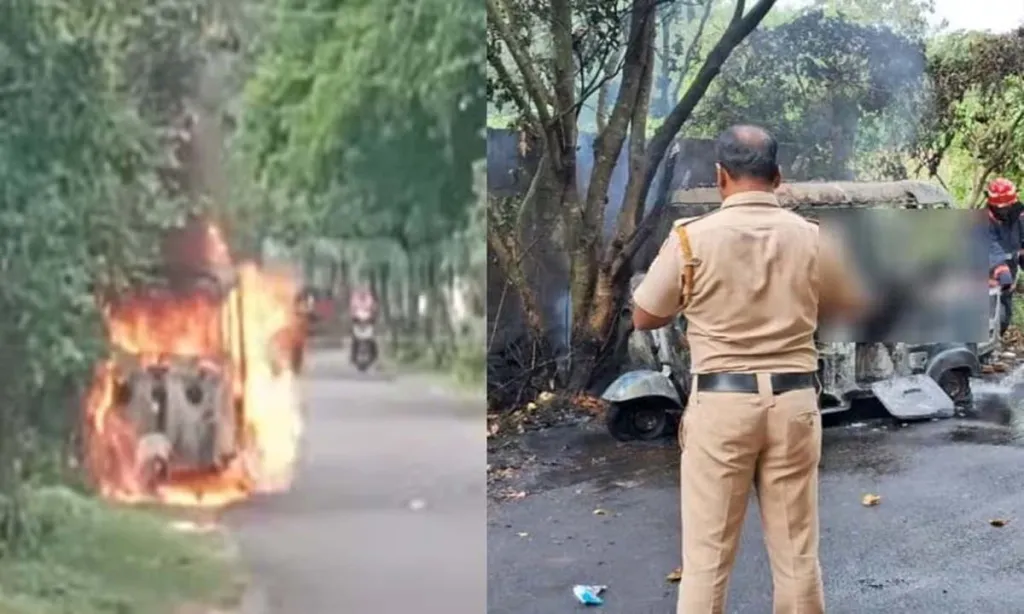 Charred body of a man found inside a burnt auto-rickshaw in Thrissur