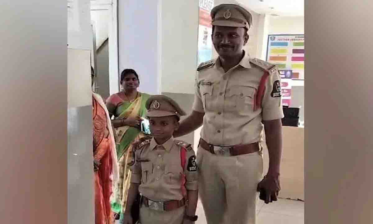 Seven year old child fulfills his wish of becoming a police