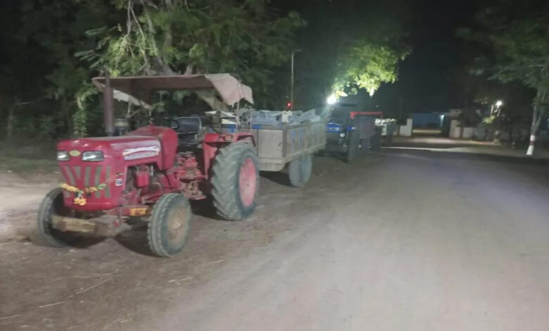 Tractor and highway seized, caught transporting illegal minerals