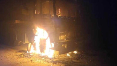 Naxalites set the truck on fire, stampede ensued