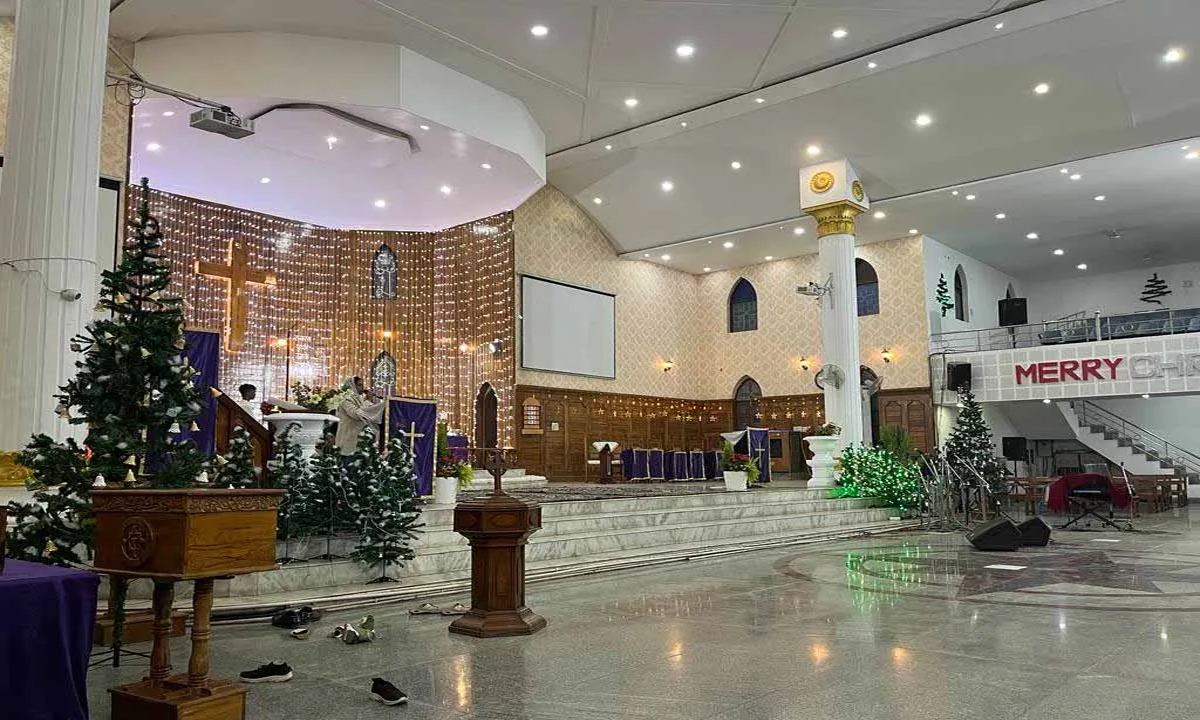 Decorations in churches of Raipur on the occasion of Christmas