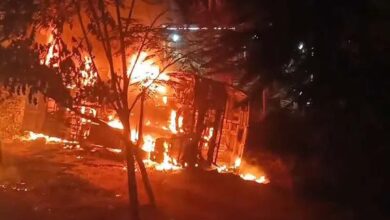 Bus caught fire in Jogulamba Gadwal, woman burnt to death