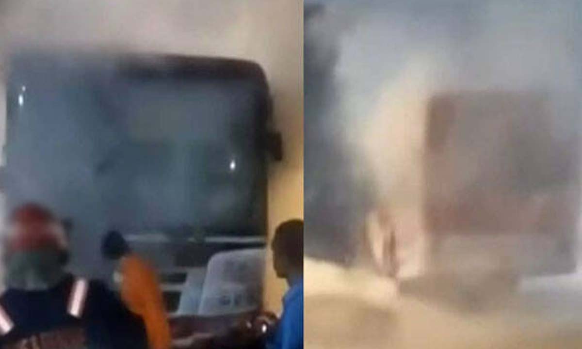 KSRTC bus catches fire again while reaching bus stand in Pampa