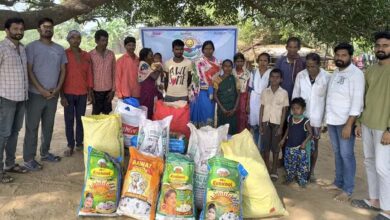 Kothagudem: Donated blankets, rice to tribals