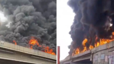 Massive fire breaks out in fuel tanker, entire fly-over burnt to ashes, watch LIVE VIDEO