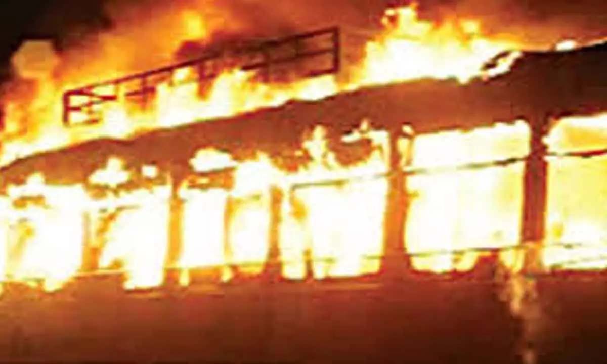 Two RTC buses gutted in fire