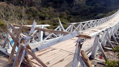 Villagers protest for repair of wooden bridge