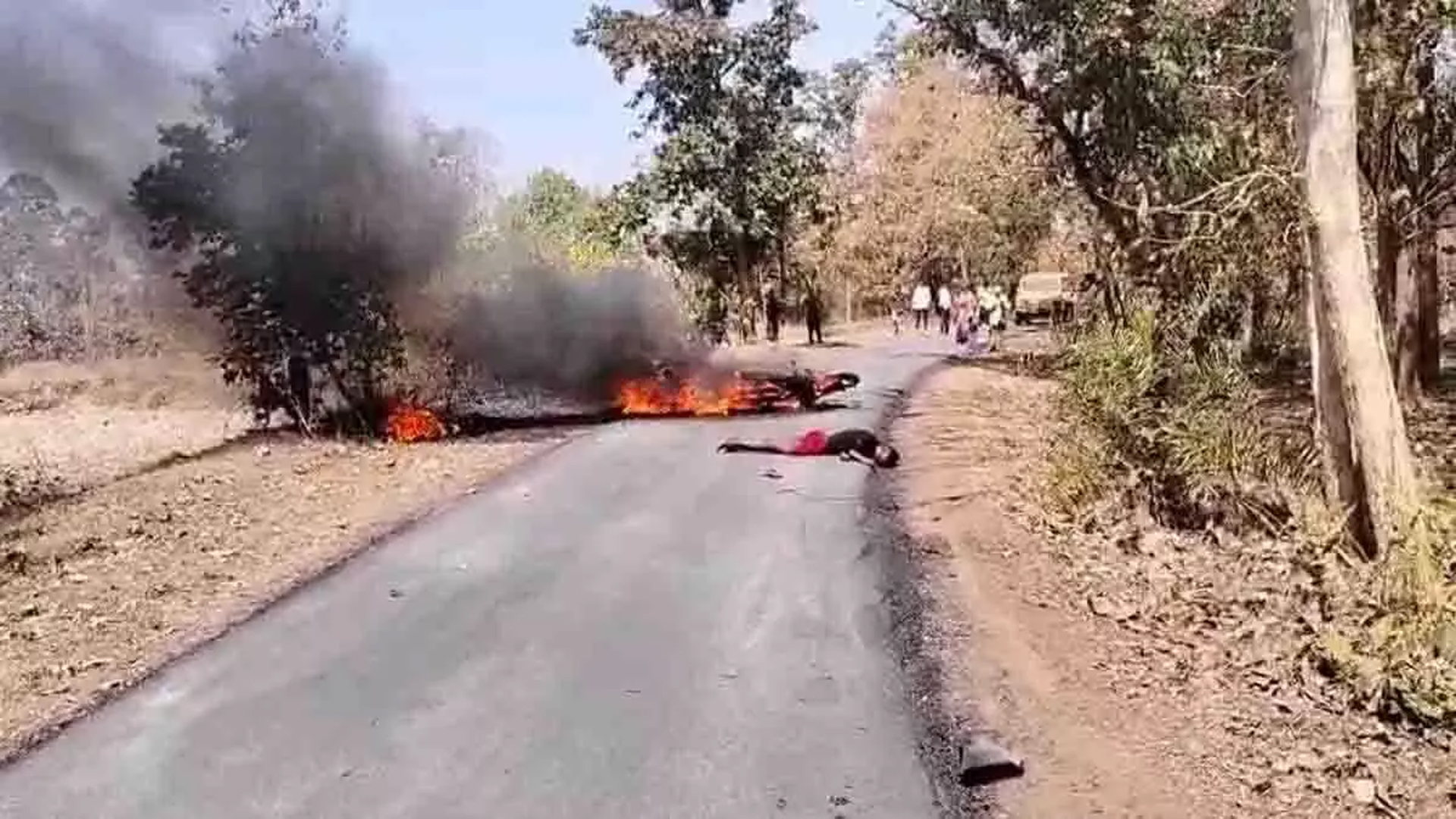 2 bikes collide, sudden explosion occurs