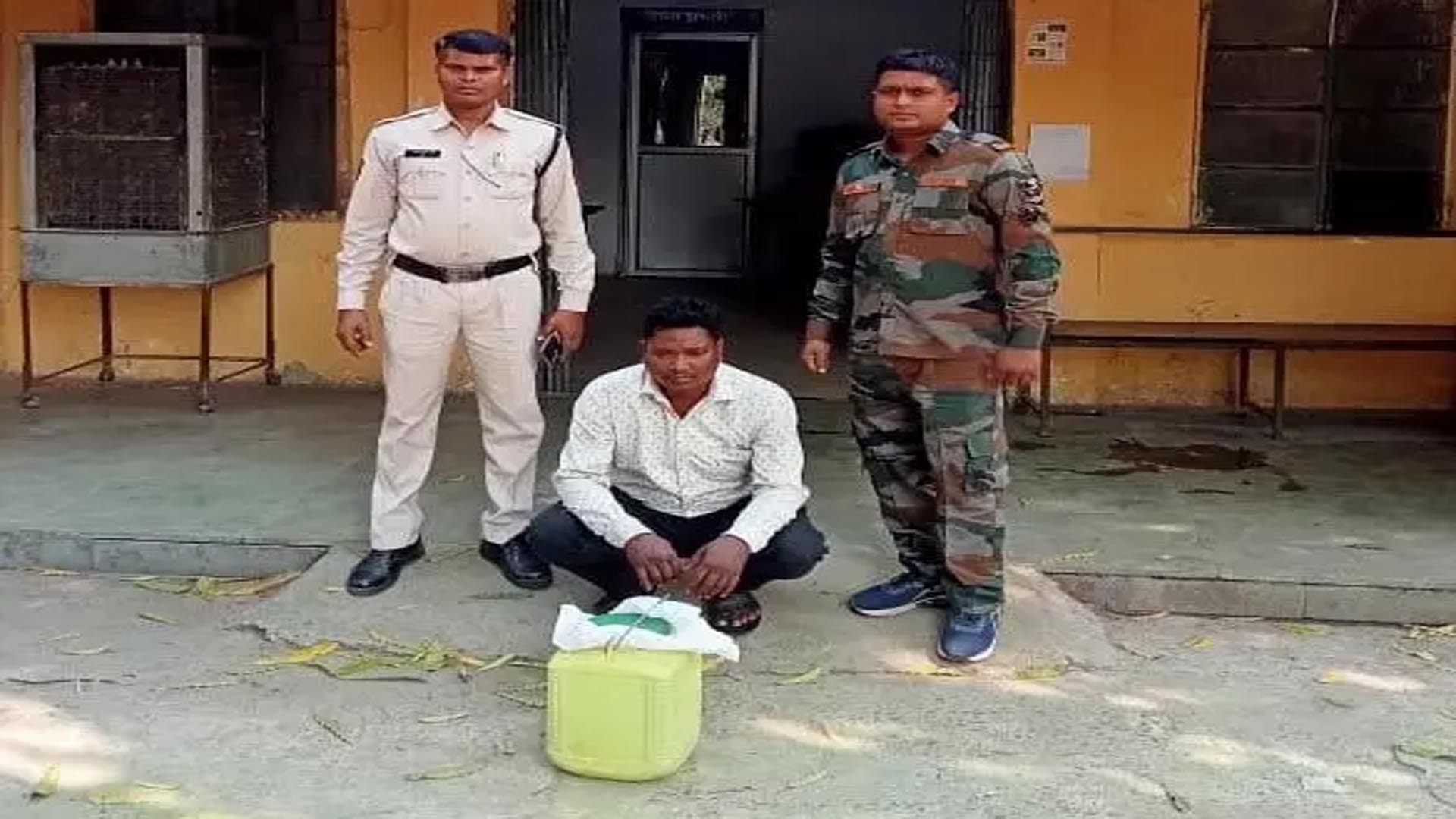 Police patrolling team raided, youth making liquor behind the house arrested