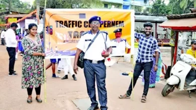 Students take out traffic awareness tableau in Pernem Shigmo parade