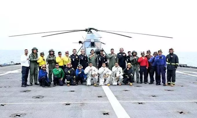 Andhra Pradesh: Navy bids farewell to UH-3H chopper at Dega, Vizag