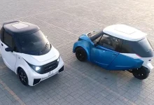 Three wheeler electric vehicle, range of 200 km per charge