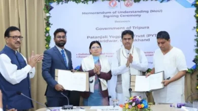 Tripura has signed an MoU with Patanjali Yogpeeth for an investment of Rs 400 crore.