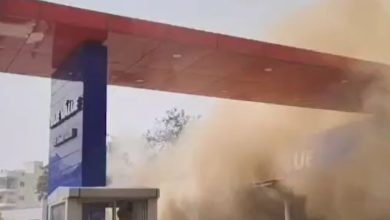 A massive fire broke out at a car showroom in Hyderabad.