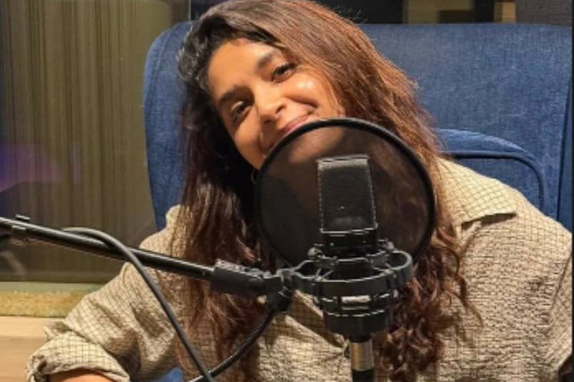Keerthy Suresh shared a studio picture from her nine-hour dubbing session