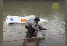 Two people died after an ambulance carrying a body fell into a river in Churachandpur, Manipur