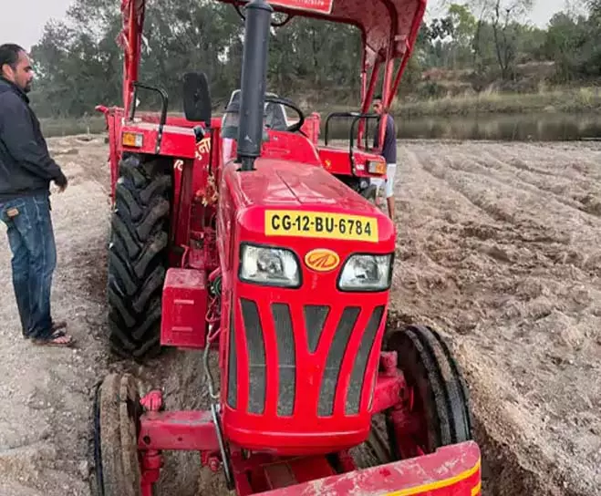 CG Strict action, against illegal sand mining, 3 tractors seized,